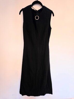 Stella McCartney blue black midi crepe dress size 38.